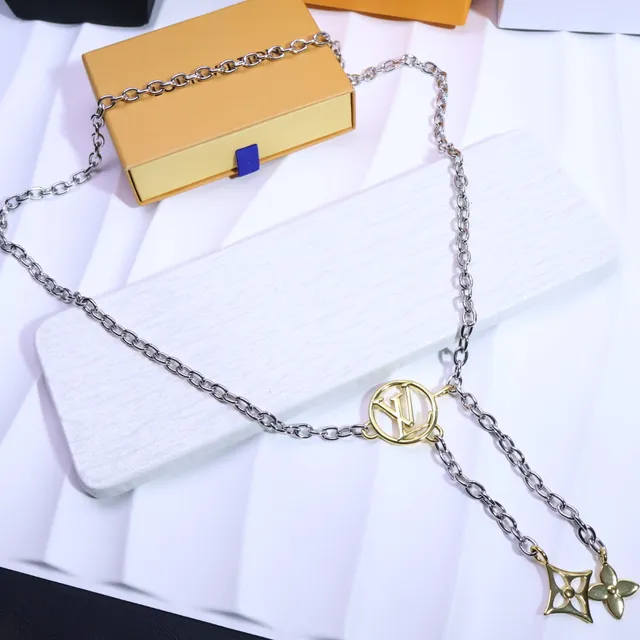 Louis Vuitton Monogram Flower Two-Tone Chain Necklace 6