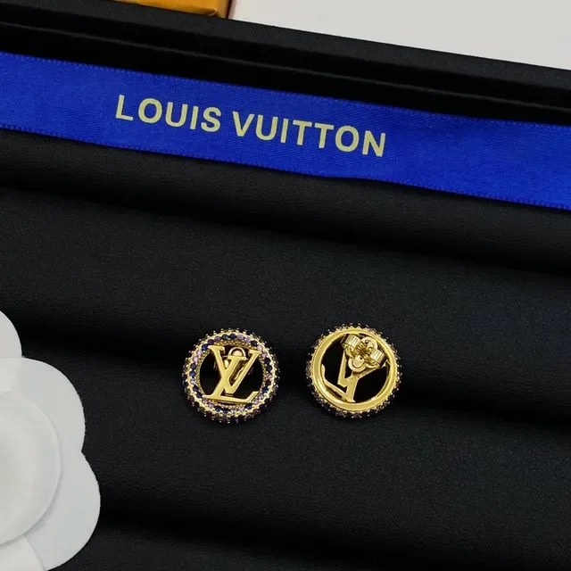 Louis Vuitton Monogram Jewelry Gold Blue Chain Pavé-Set Stones Necklace 2