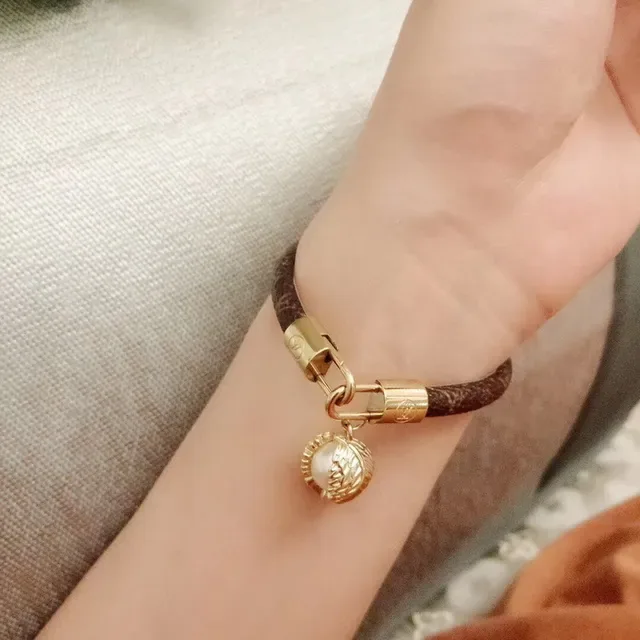 Louis Vuitton Monogram Leather Pearl Charm Bracelet 2