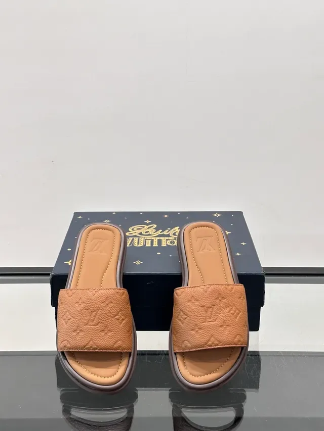 Louis Vuitton Monogram Leather Slide Slippers 10