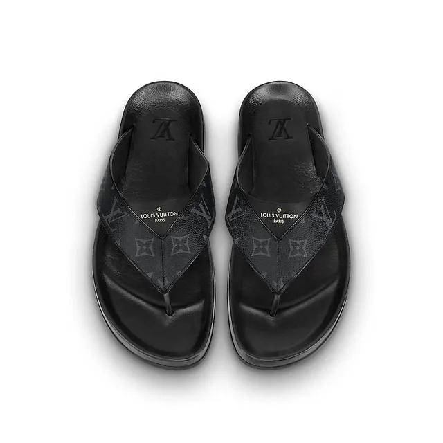 Louis Vuitton Monogram-Print Black Thong Slippers 2