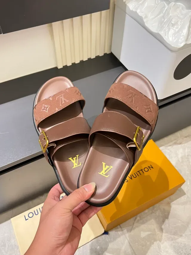 Louis Vuitton Monogram Two-Strap Slide Casual Sandals 5