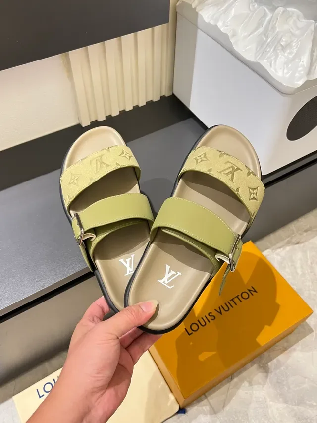 Louis Vuitton Monogram Two-Strap Slide Casual Sandals 9