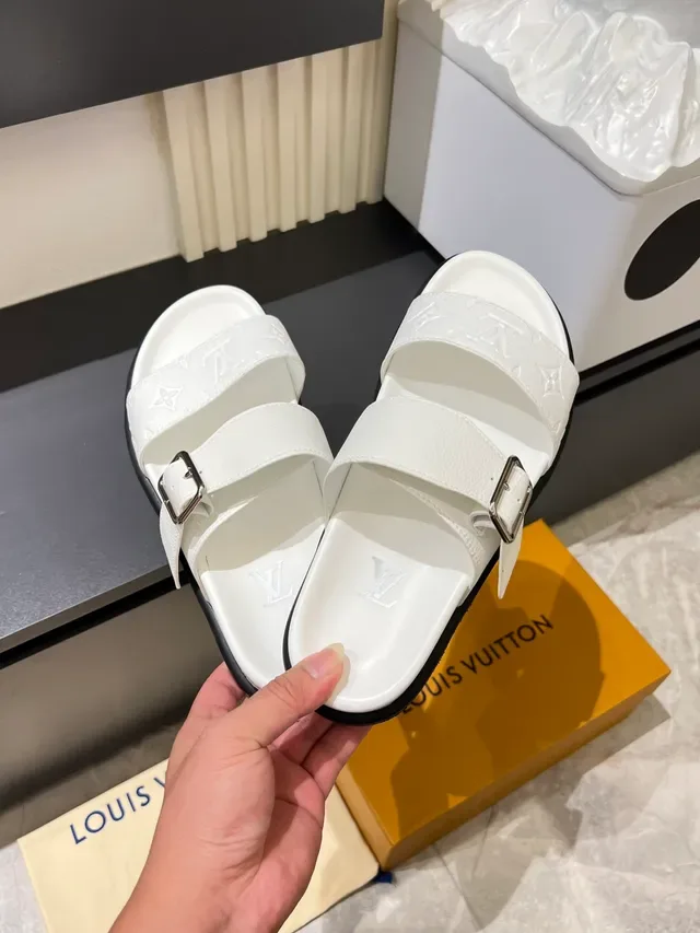Louis Vuitton Monogram Two-Strap Slide Casual Sandals 12