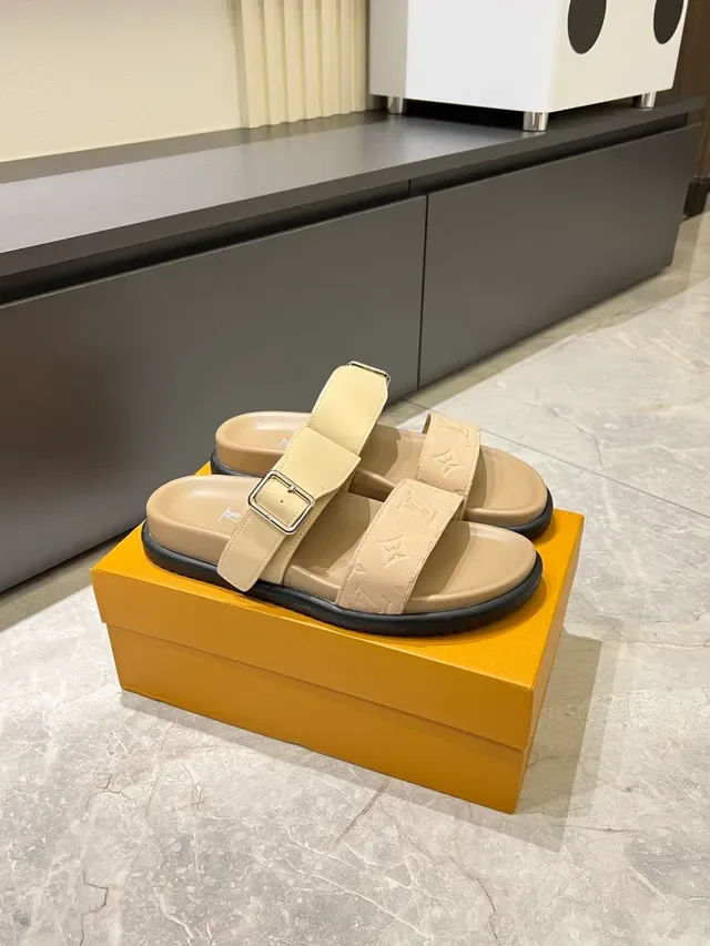 Louis Vuitton Monogram Two-Strap Slide Casual Sandals 14