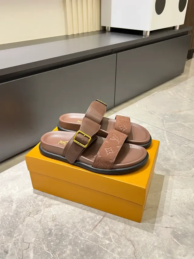 Louis Vuitton Monogram Two-Strap Slide Casual Sandals 15