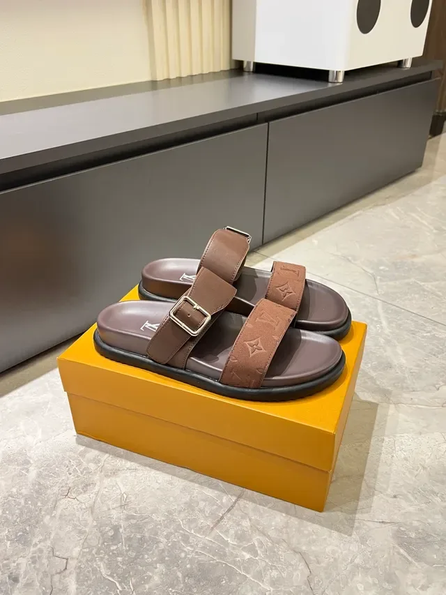 Louis Vuitton Monogram Two-Strap Slide Casual Sandals 16