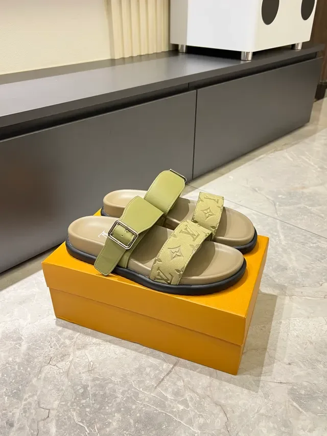 Louis Vuitton Monogram Two-Strap Slide Casual Sandals 19