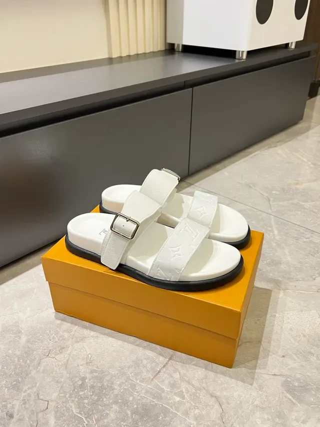 Louis Vuitton Monogram Two-Strap Slide Casual Sandals 22