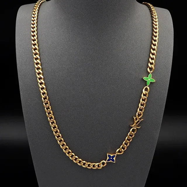 Louis Vuitton Monogram World Tour Enamel Charm Gold Chain Necklace 6