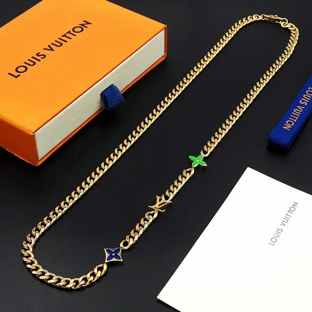 Louis Vuitton Monogram World Tour Enamel Charm Gold Chain Necklace 7