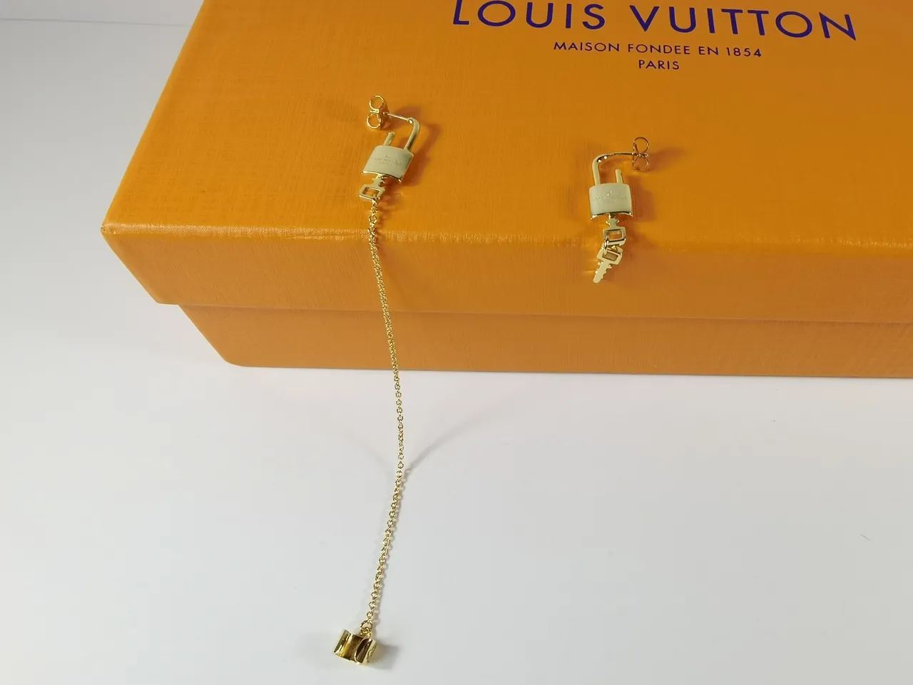 Louis Vuitton Monogram World Tour Lock-and-Key Gold-Tone Earrings 3