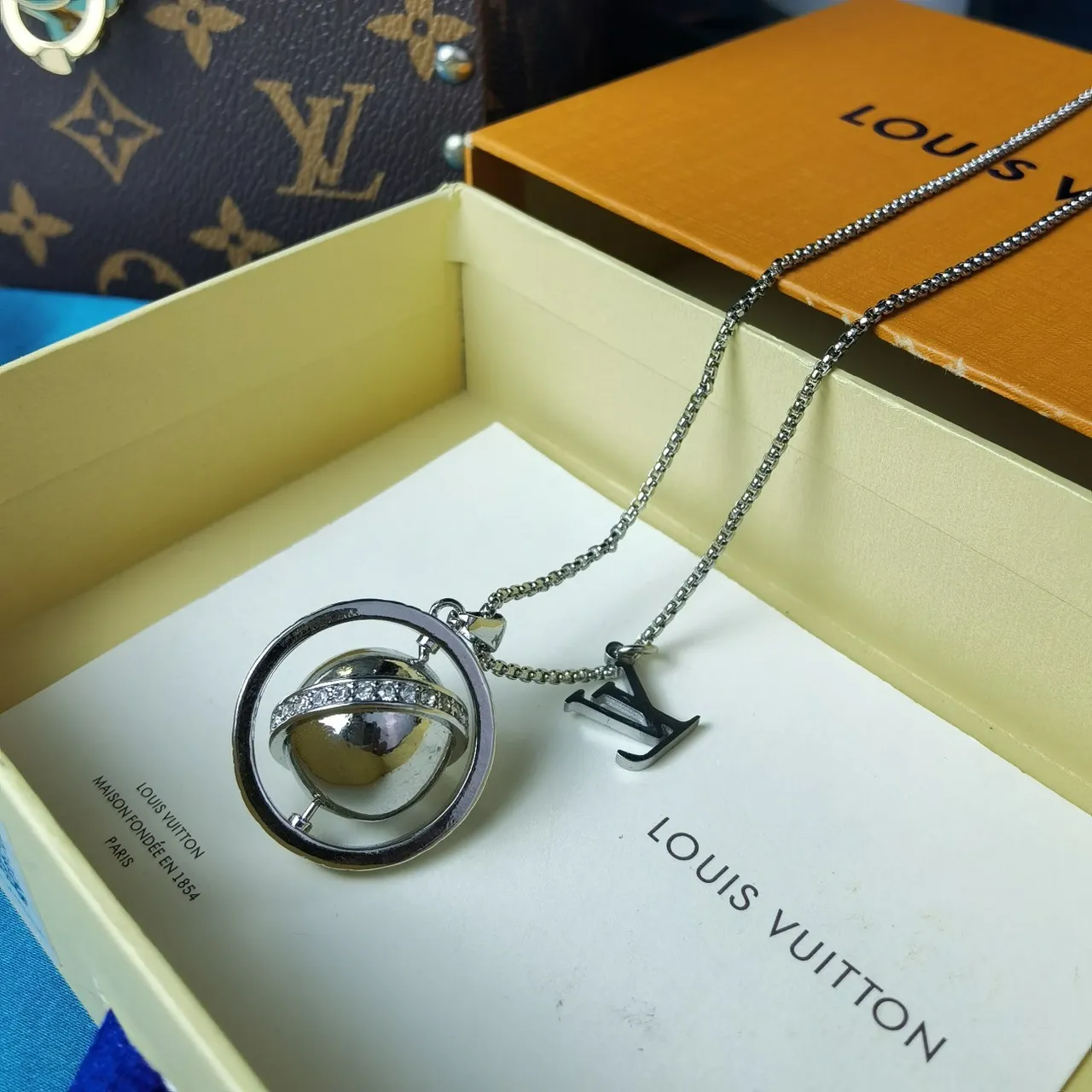 Louis Vuitton Monogram World Tour Orb Pendant Necklace 9