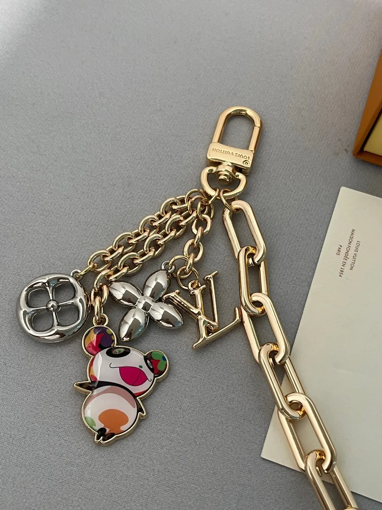 Louis Vuitton Multi-Charm Chain Gold Silver Link Pendant Assembly Bracelet 3
