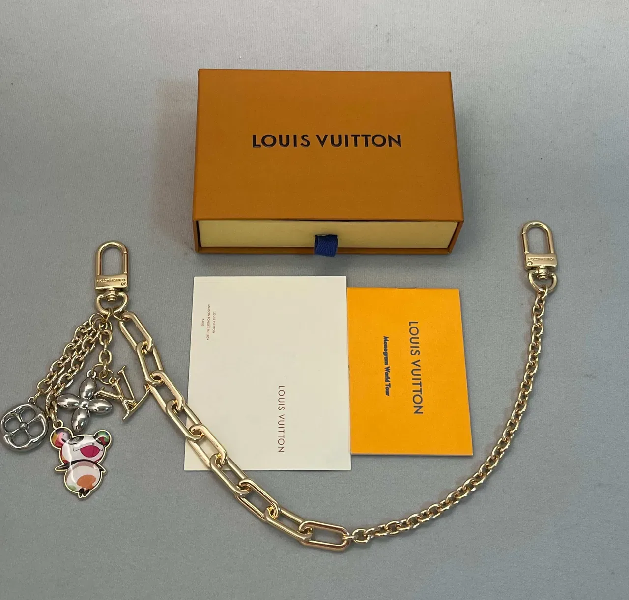 Louis Vuitton Multi-Charm Chain Gold Silver Link Pendant Assembly Bracelet 6