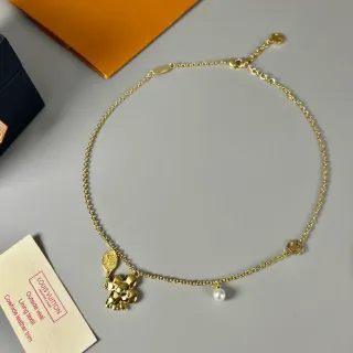 Louis Vuitton Multi-Charm Gold-Tone Pearl Necklace
