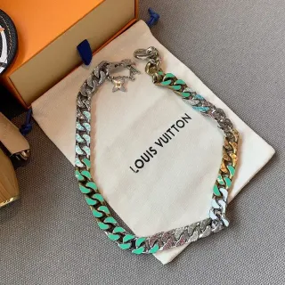 Louis Vuitton Multi-Tone Enamel and Crystal Curb-Link Necklace