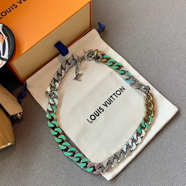 Louis Vuitton Multi-Tone Enamel and Crystal Curb-Link Necklace 4