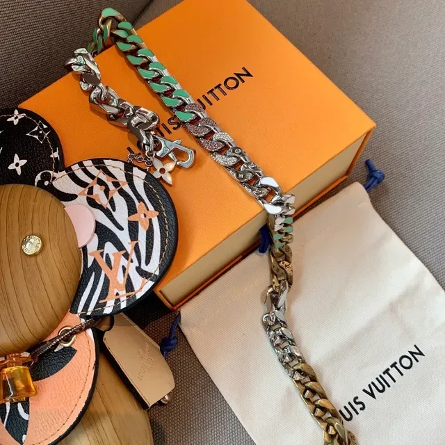 Louis Vuitton Multi-Tone Enamel and Crystal Curb-Link Necklace 5