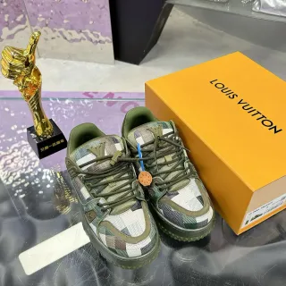 Louis Vuitton Multicolor Verde Militar Camo Patchwork Superior Cordones Oliva Lifestyle Sneakers