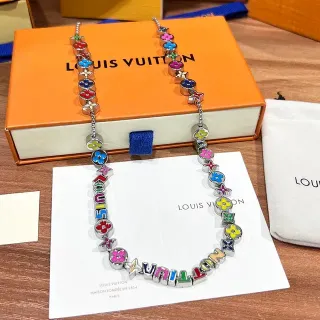 Louis Vuitton Multicolor Enamel Flower and Alphabet Charm Necklace
