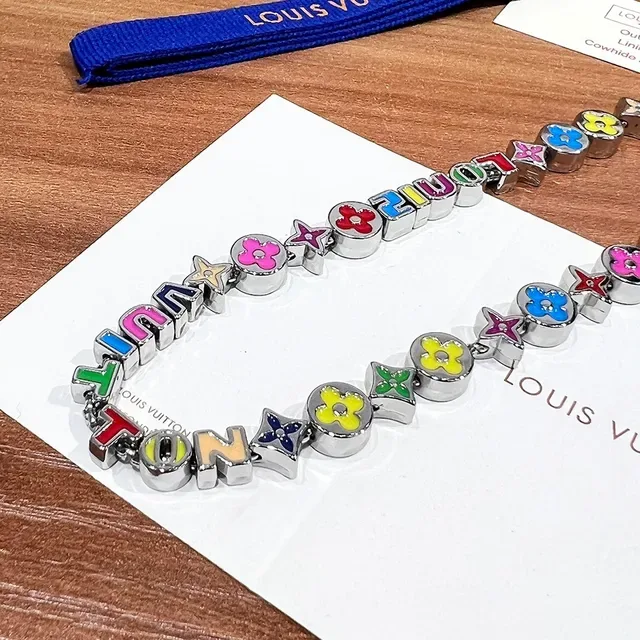 Louis Vuitton Multicolor Enamel Flower and Alphabet Charm Necklace 8