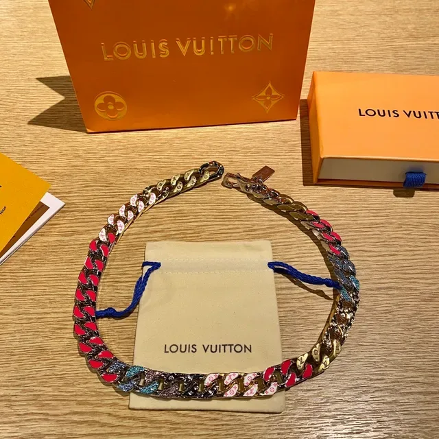 Louis Vuitton Multicolor Enamel Monogram Curb-Link Necklace 1