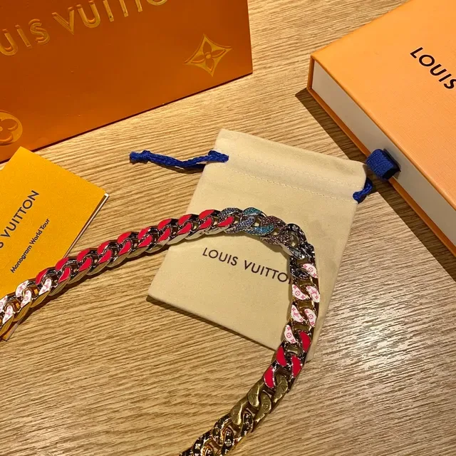 Louis Vuitton Multicolor Enamel Monogram Curb-Link Necklace 4