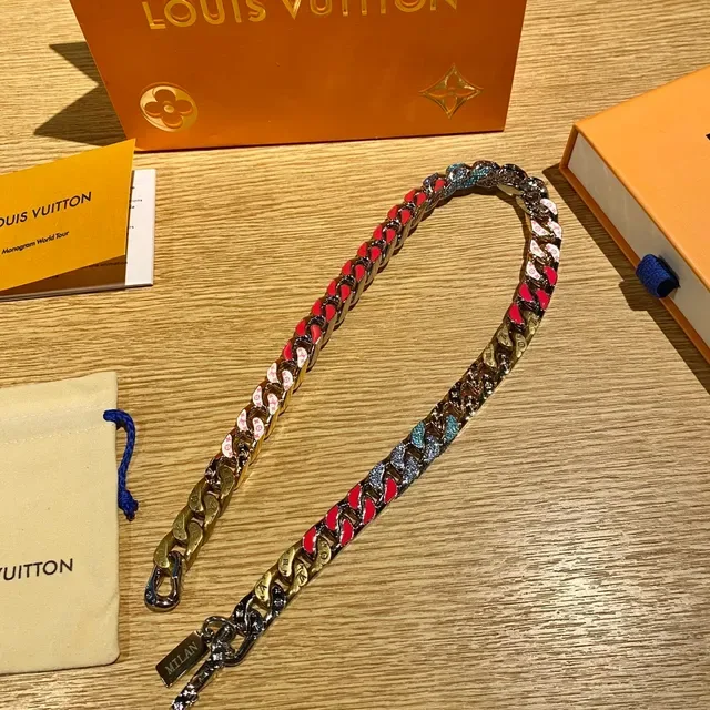 Louis Vuitton Multicolor Enamel Monogram Curb-Link Necklace 8