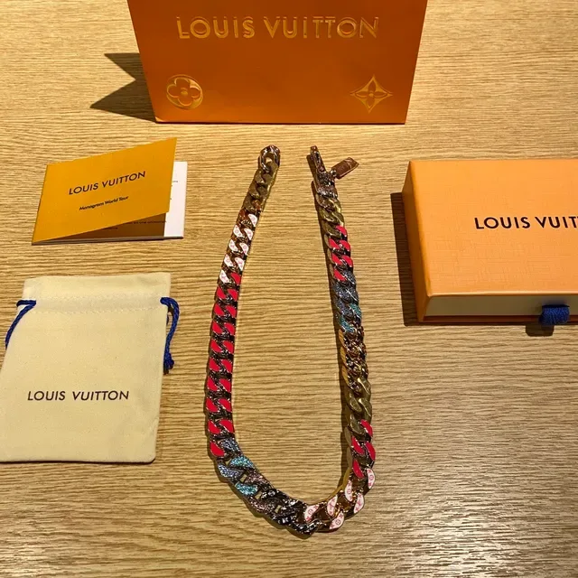 Louis Vuitton Multicolor Enamel Monogram Curb-Link Necklace 9