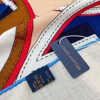 Louis Vuitton Bufanda de seda con impresión gráfica multicolor