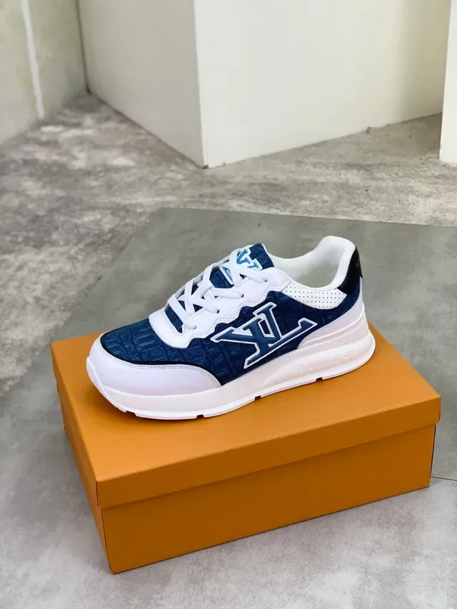 Louis Vuitton Navy White Denim-Textured Upper Oversized LV Monogram Chunky Sneakers 5