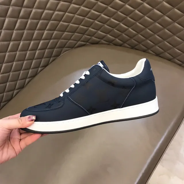 Louis Vuitton Navy White Monogrammed Textile Upper Midsole Lifestyle Sneakers 2