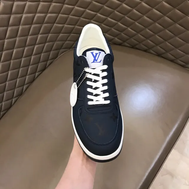 Louis Vuitton Navy White Monogrammed Textile Upper Midsole Lifestyle Sneakers 4