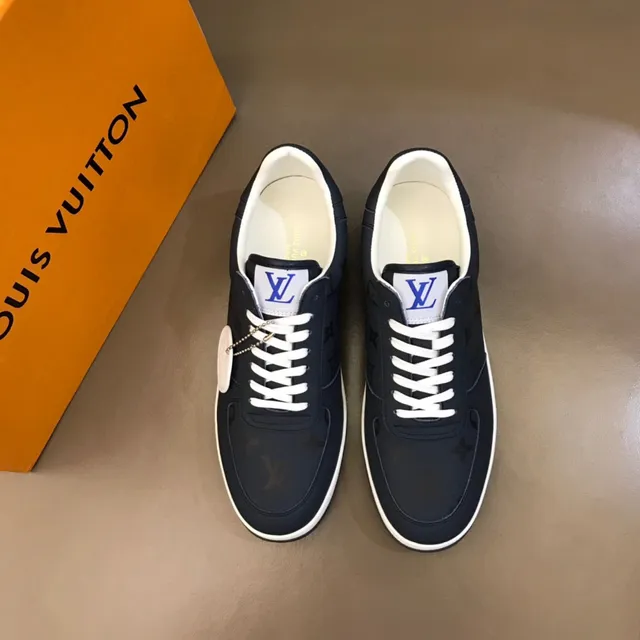 Louis Vuitton Navy White Monogrammed Textile Upper Midsole Lifestyle Sneakers 9