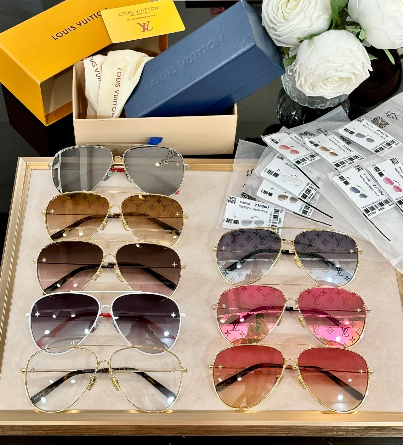 Louis Vuitton Nightlight Gold Violet Aviator Sunglasses 2