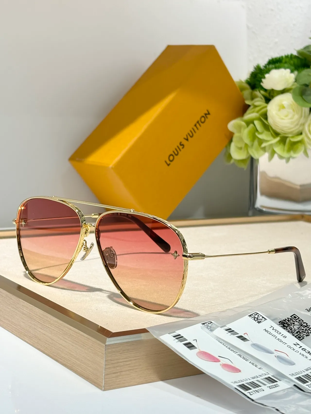 Louis Vuitton Nightlight Gold Violet Aviator Sunglasses 3