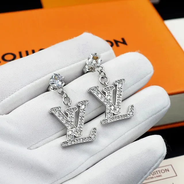 Louis Vuitton Pavé Crystal LV Monogram Dangle Earrings 6