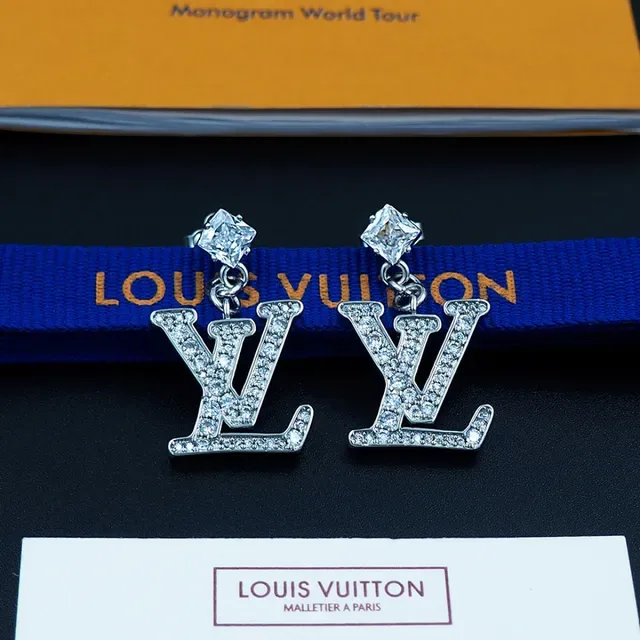 Louis Vuitton Pavé Crystal LV Monogram Dangle Earrings 7
