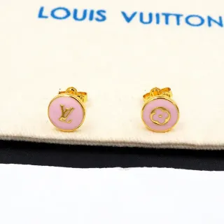 Louis Vuitton Pink Enamel Logo Stud Earrings