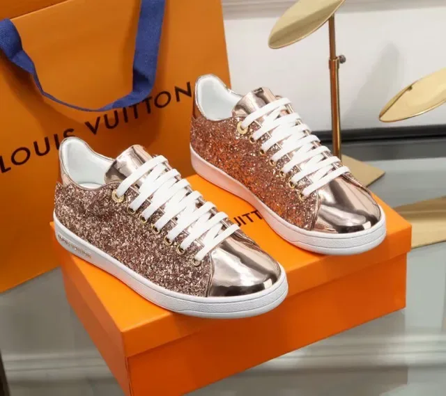 Louis Vuitton Pink Gold Glitter Upper Metallic Toe Cap Lifestyle Sneakers 4