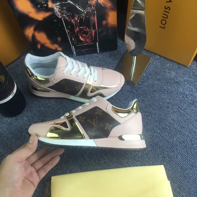 Louis Vuitton Pink Monogram and Gold Lifestyle Sneakers 4