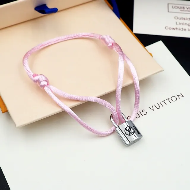 Louis Vuitton Pink Silk Cord Padlock Bracelet 2