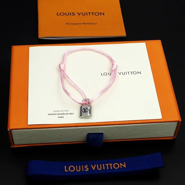 Louis Vuitton Pink Silk Cord Padlock Bracelet 3
