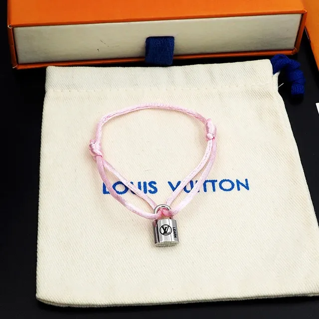 Louis Vuitton Pink Silk Cord Padlock Bracelet 6