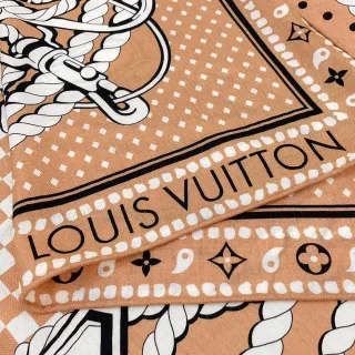 Louis Vuitton रस्सी पैटर्न बेज रेशमी स्कार्फ