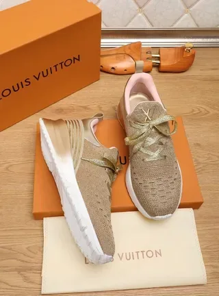 Louis Vuitton Run Away Beige Gold Knit Lifestyle Sneakers 6