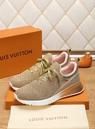 Louis Vuitton Run Away Beige Gold Knit Lifestyle Sneakers 9