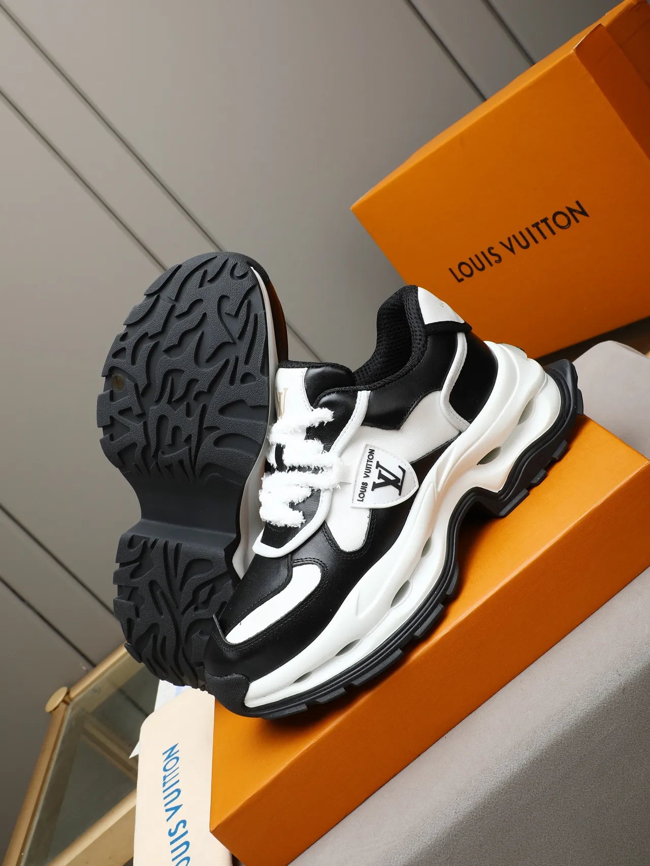 Louis Vuitton Run Away Black and White Chunky Sneakers 4