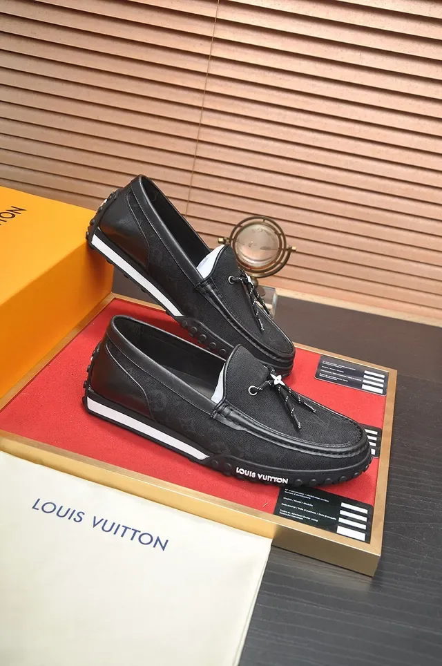 Louis Vuitton Run Away Loafer Noir Monogram Toile Cuir Talon Tassel Enfiler 6